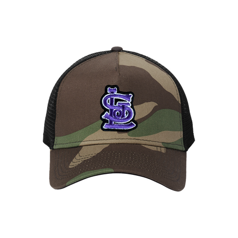 New Era Sandlot Logo 5-Panel Snapback Trucker Cap - Camo