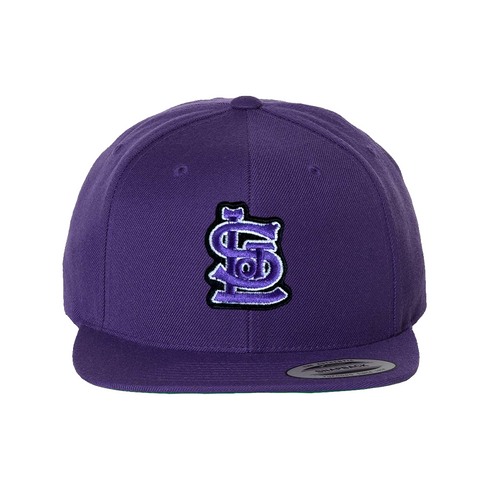 YP Classics Sandlot Logo Premium Flat Bill Snapback Cap - Purple